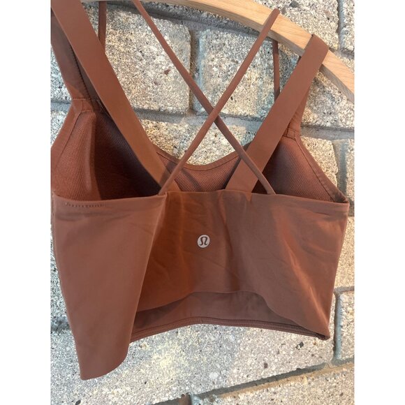 Lululemon Crossback Sports Bra Size S Rust Brown Nylon/Spandex Light Support Wom - Picture 5 of 6